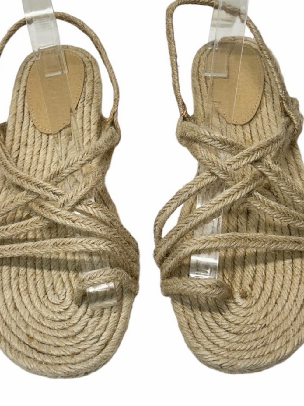 Truffle Collection Rope Toe Loop Flat Sandals Color Natural - Size 7 - Picture 2 of 7